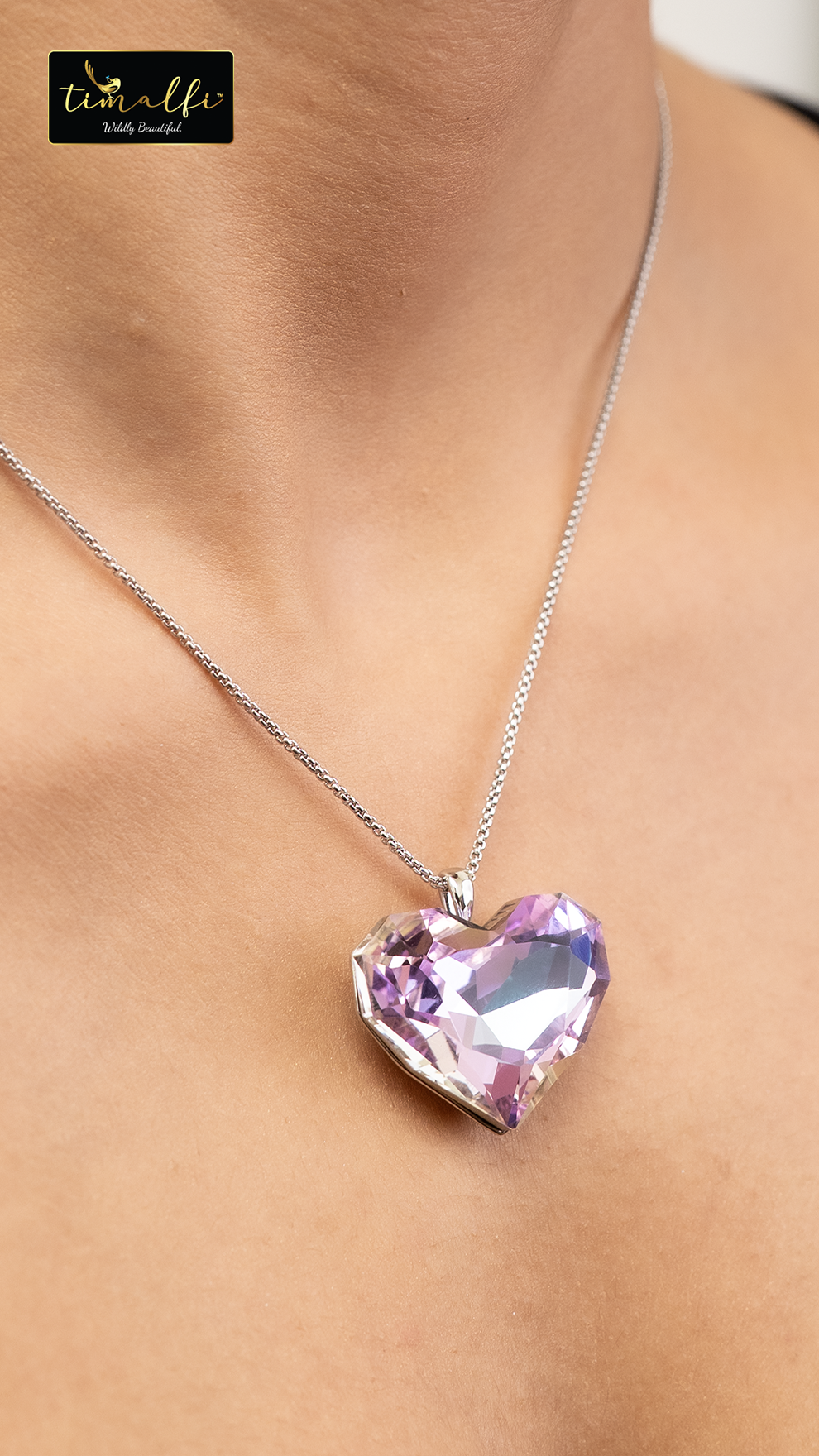 Aurora Heart-Cut Crystal Pendant Necklace