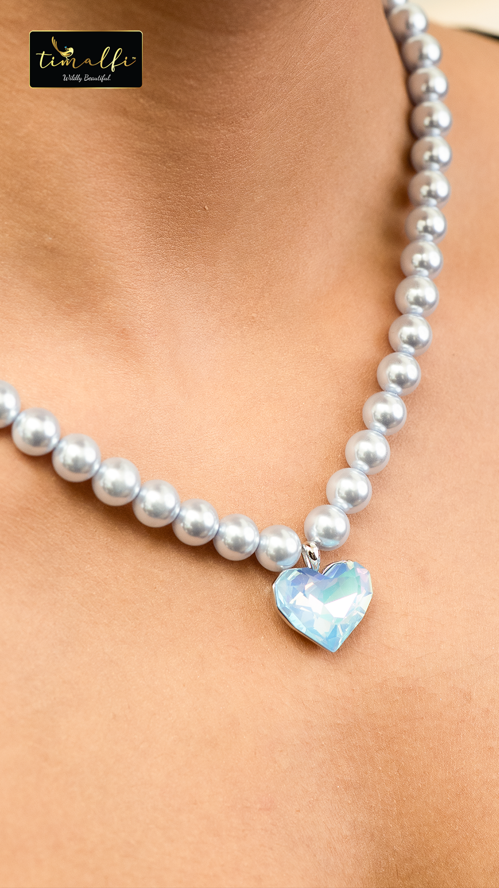 Timalfi Pearl Heart Crystal Necklace