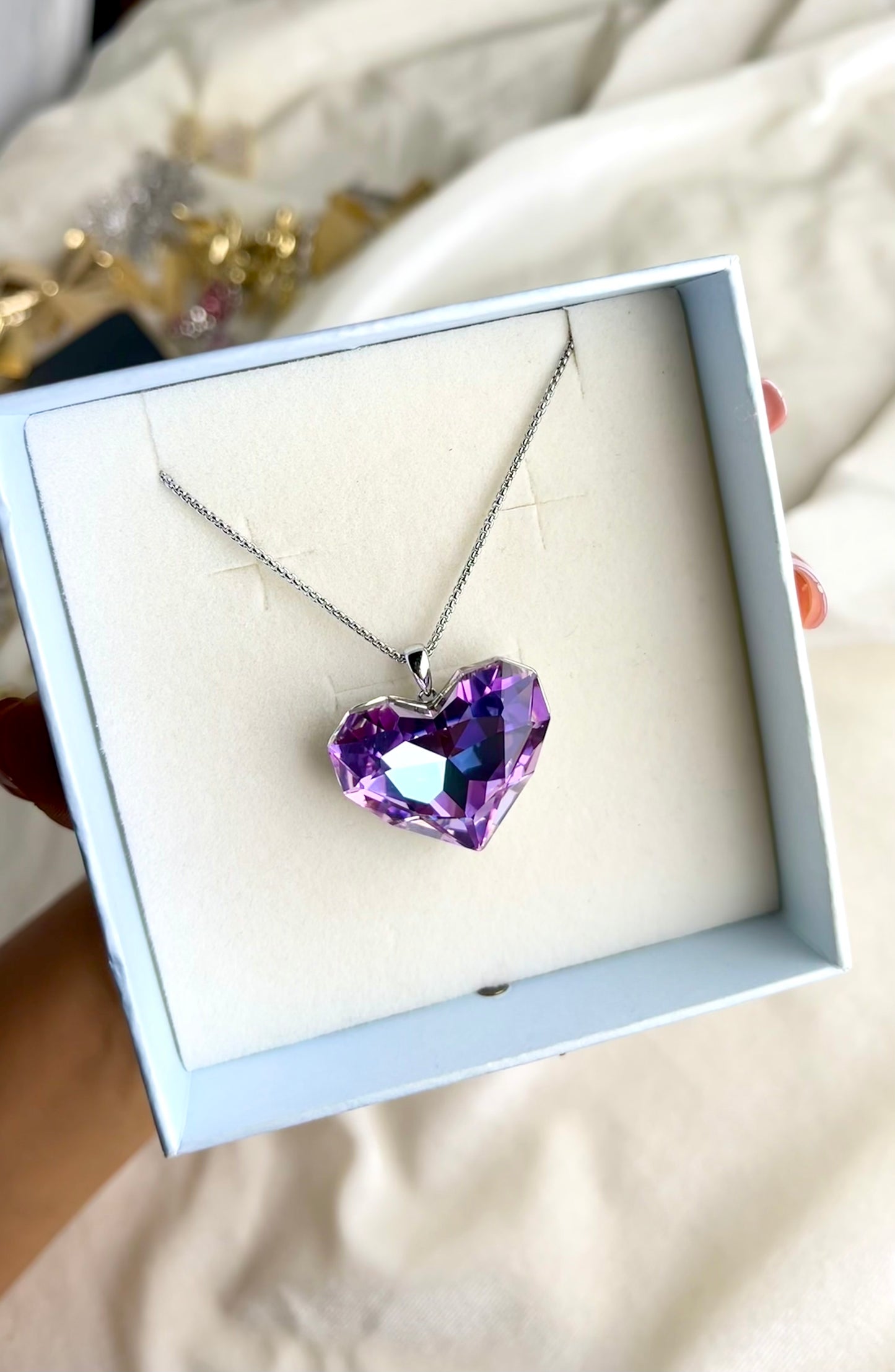 Aurora Heart-Cut Crystal Pendant Necklace
