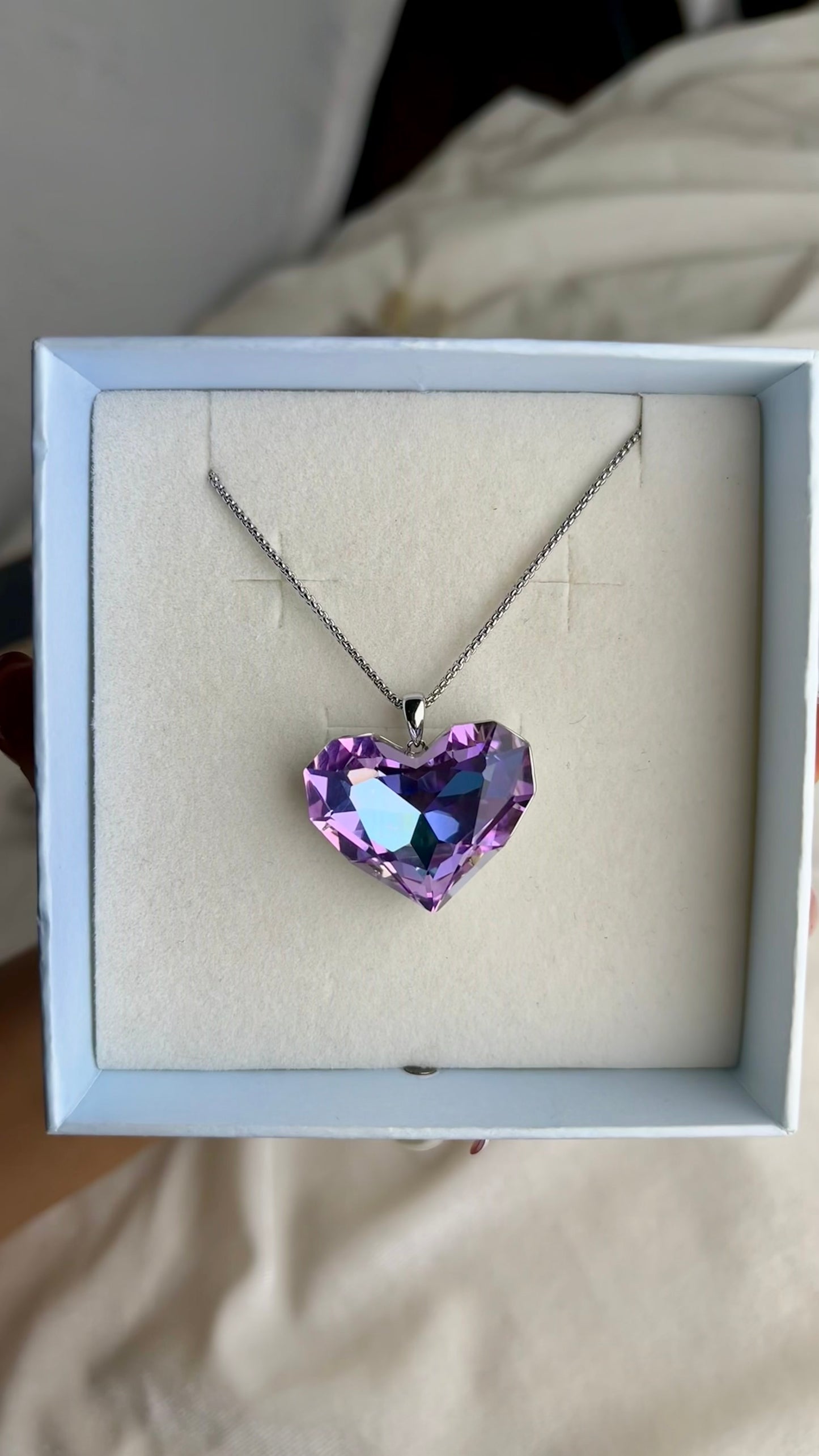 Aurora Heart-Cut Crystal Pendant Necklace