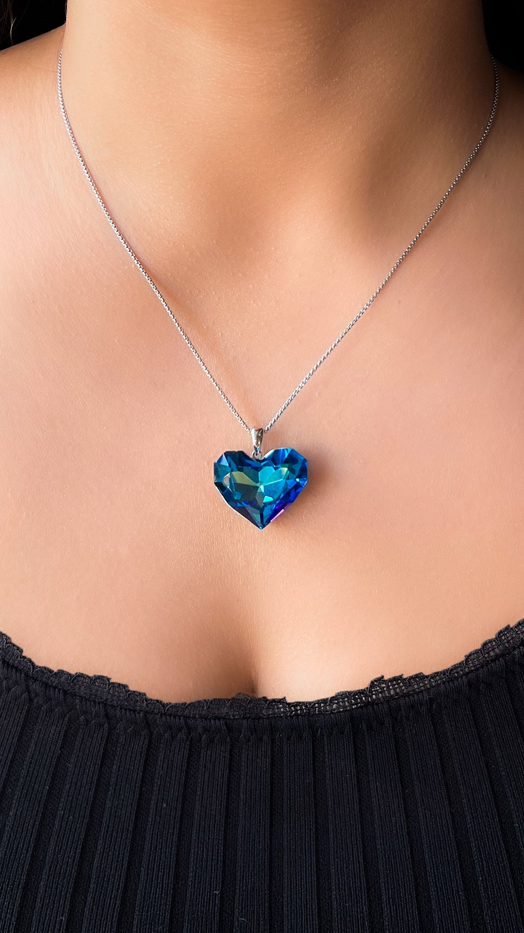 Pink and Blue Solitaire chain pendant