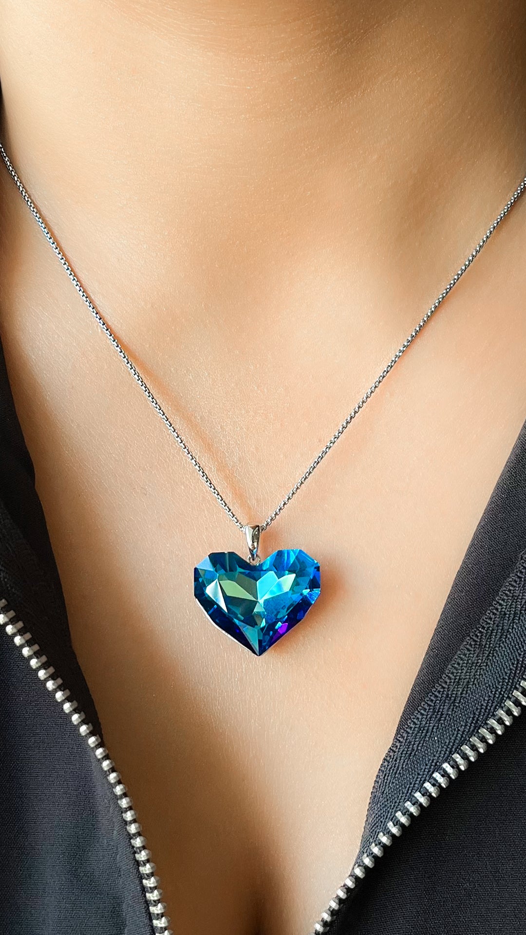 Pink and Blue Solitaire chain pendant