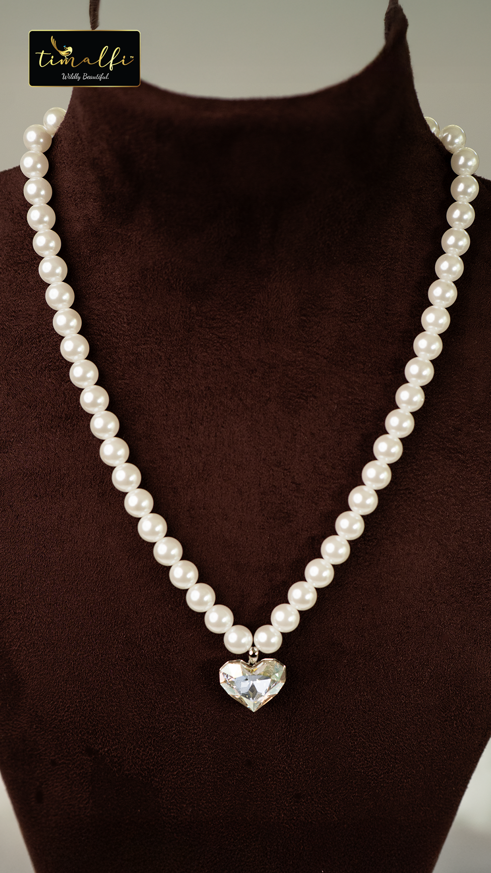 Timalfi Pearl Heart Crystal Necklace