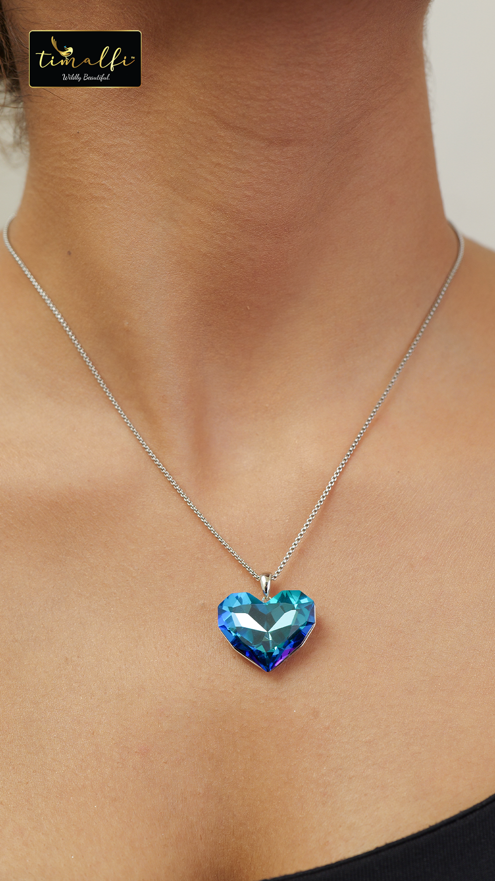 Pink and Blue Solitaire chain pendant