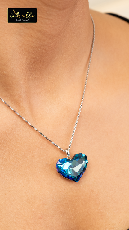 Pink and Blue Solitaire chain pendant