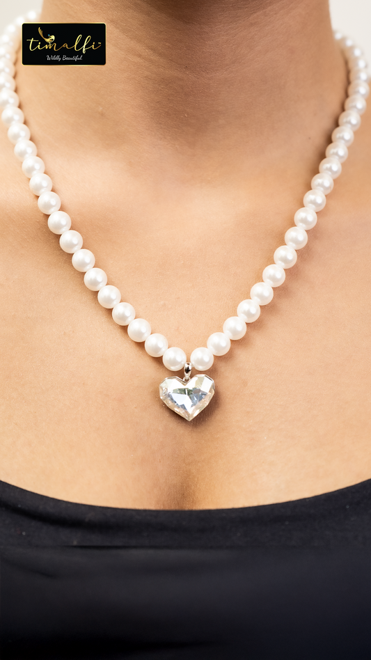 Timalfi Pearl Heart Crystal Necklace