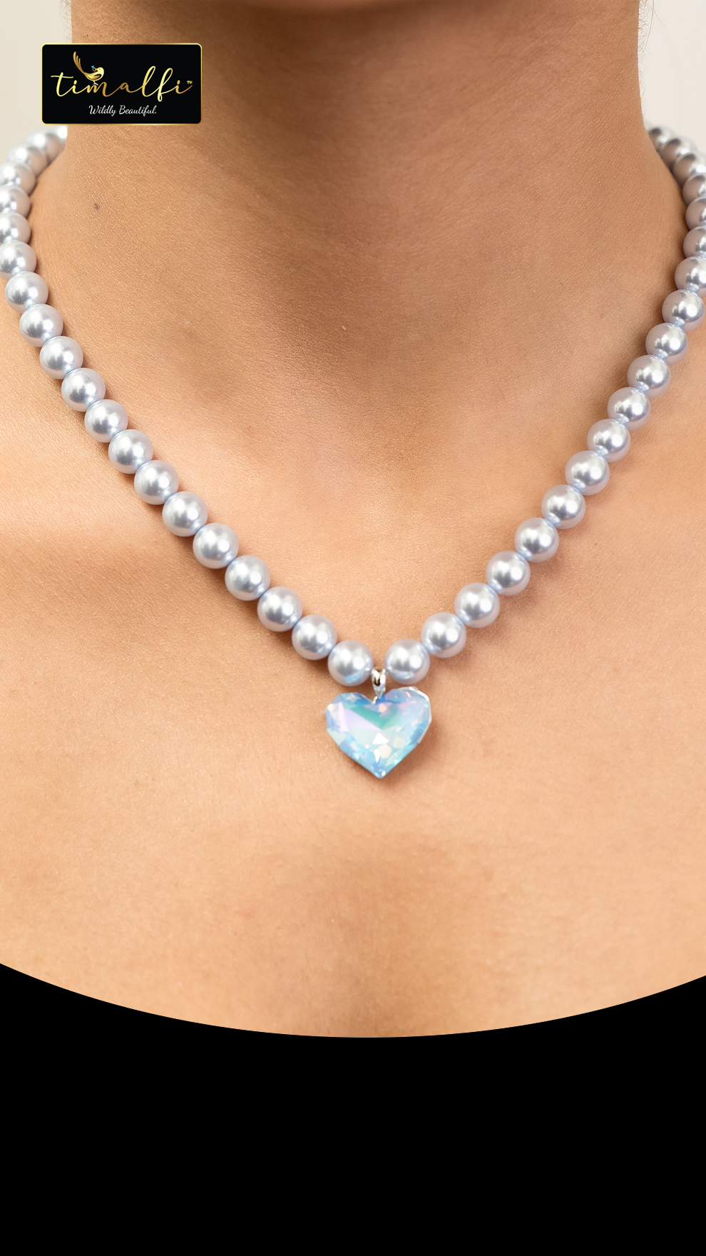 Timalfi Pearl Heart Crystal Necklace