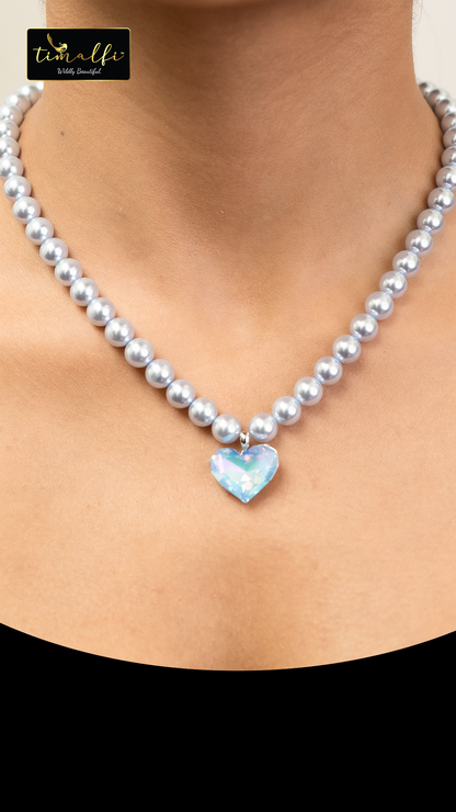 Timalfi Pearl Heart Crystal Necklace
