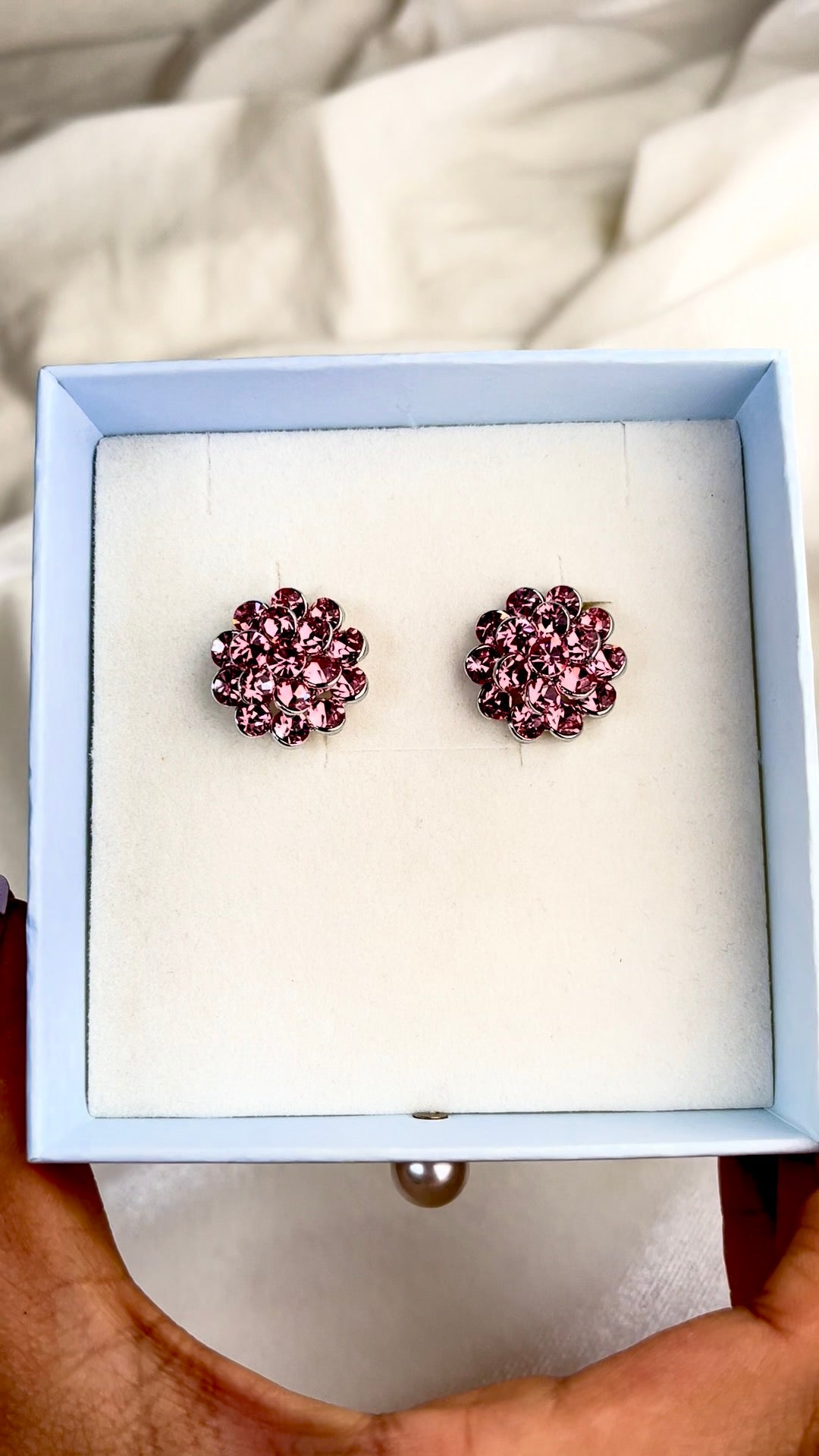 Blush Bloom Crystal Stud Earrings
