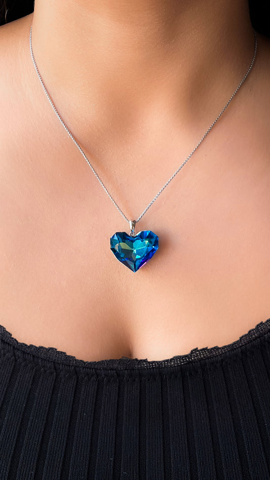 Pink and Blue Solitaire chain pendant