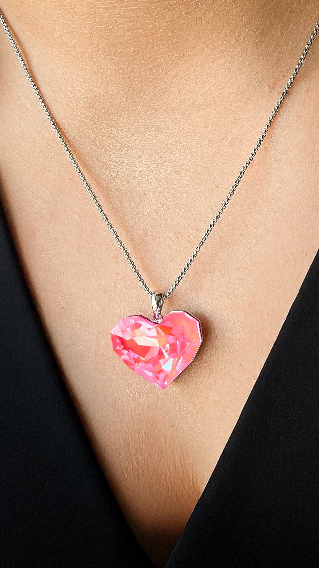 Pink and Blue Solitaire chain pendant