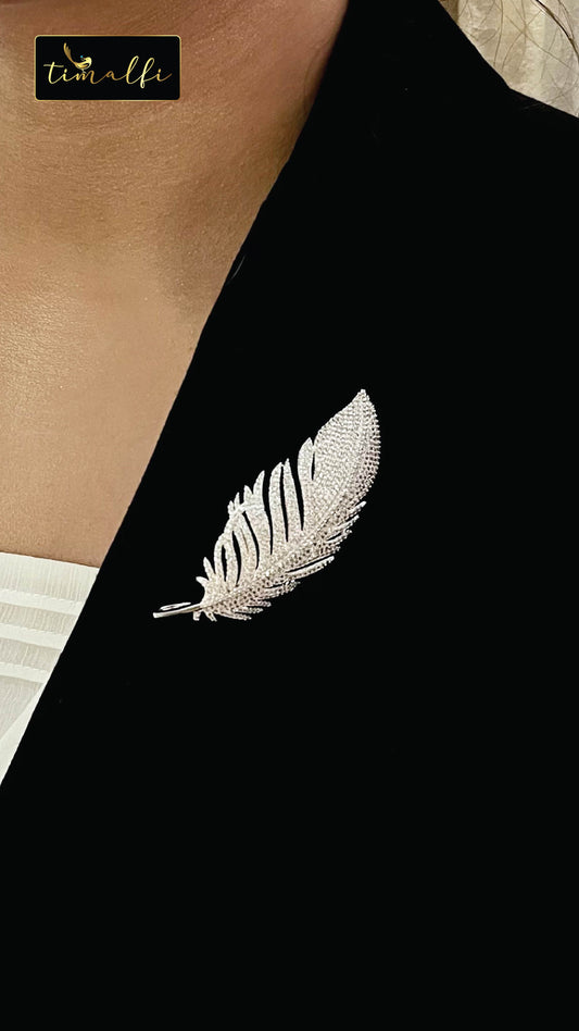 Diamond Leaf Brooch