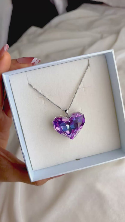 Aurora Heart-Cut Crystal Pendant Necklace